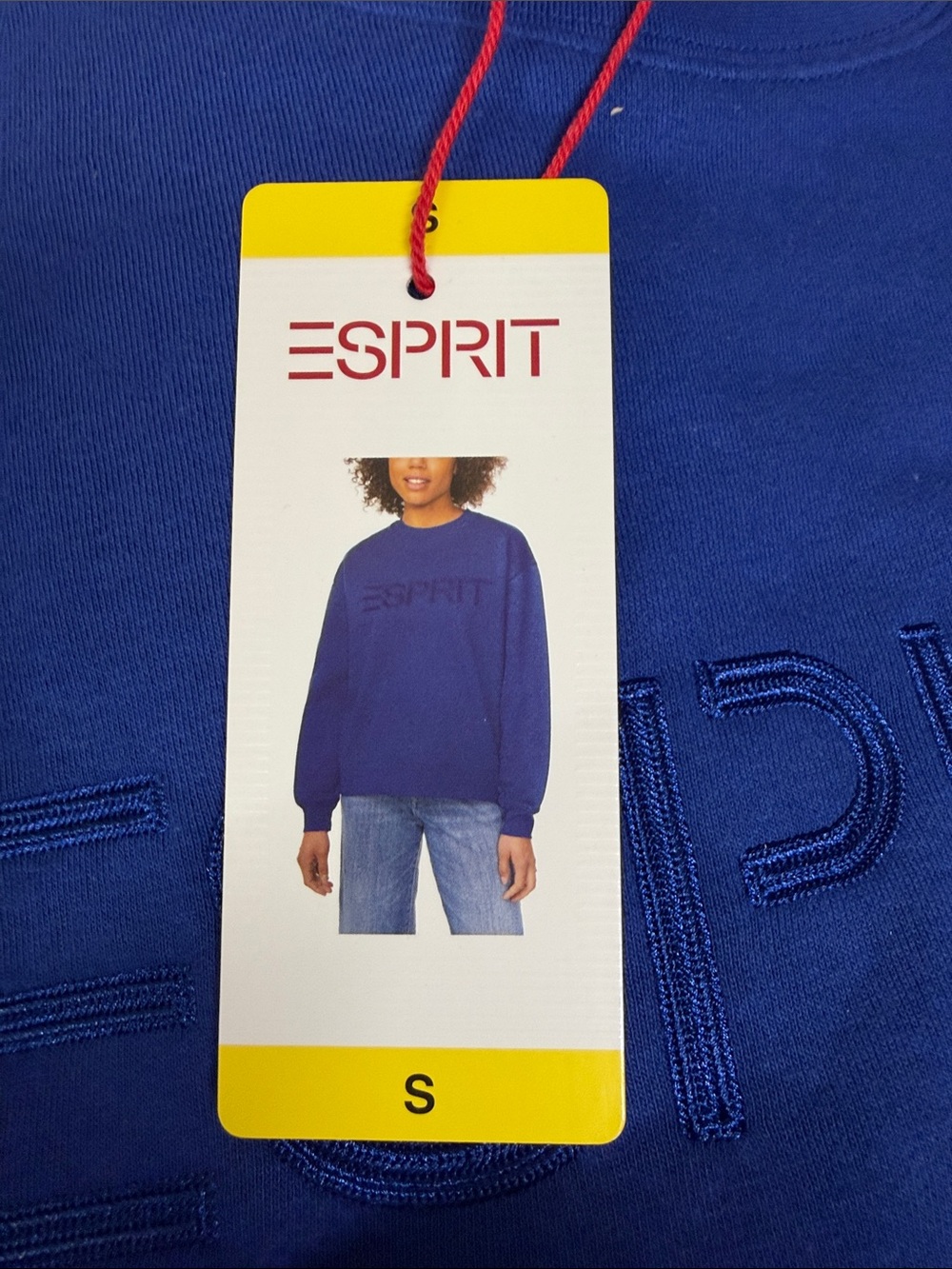 Esprit Royal Blue Crewneck Sweater with Tonal Embroidered Logo